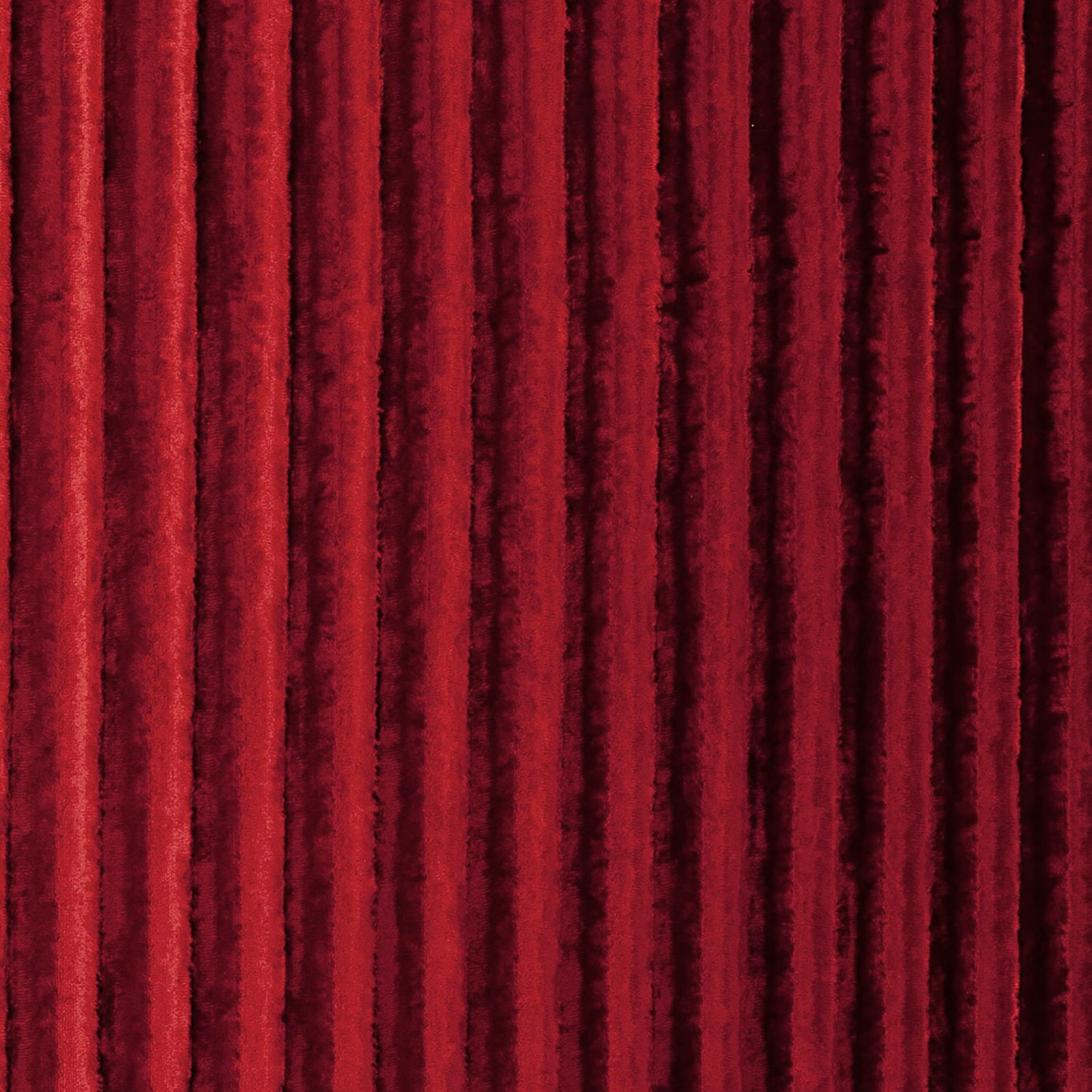 Deep crimson velvet with irregular vertical bands and plush light-catching pile