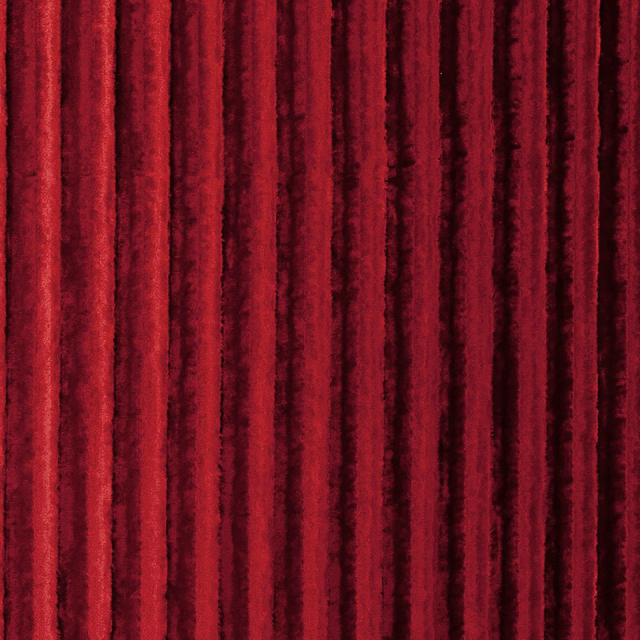 Deep crimson velvet with irregular vertical bands and plush light-catching pile