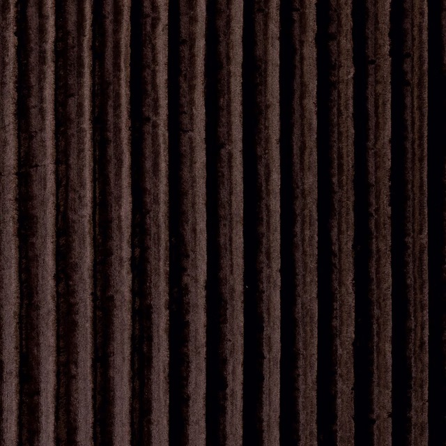 Dark espresso velvet with irregular near-black vertical ribs and plush light-catching texture