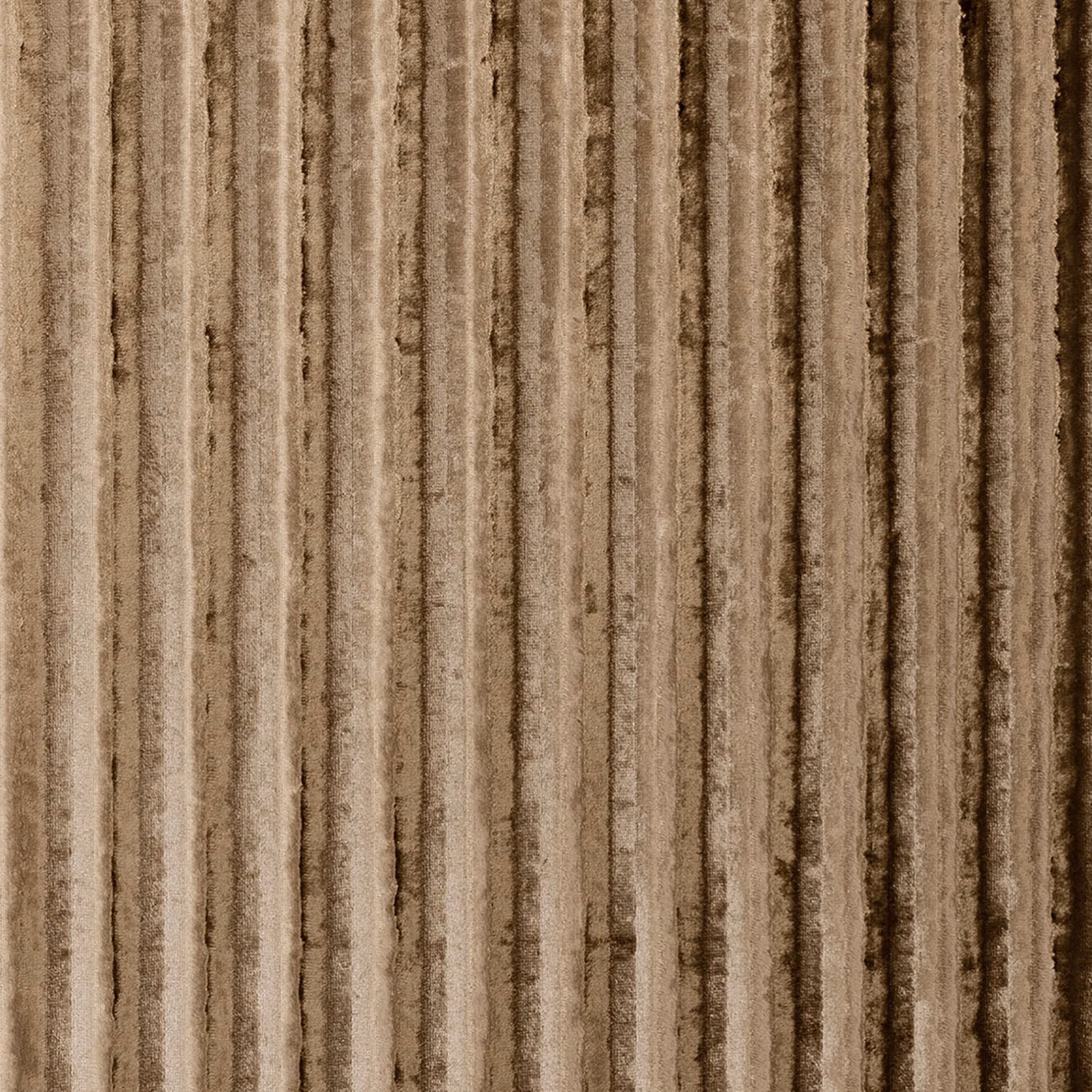 Warm taupe velvet with irregular vertical brown ribs and softly brushed texture