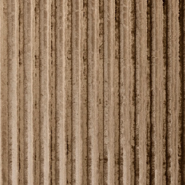 Warm taupe velvet with irregular vertical brown ribs and softly brushed texture