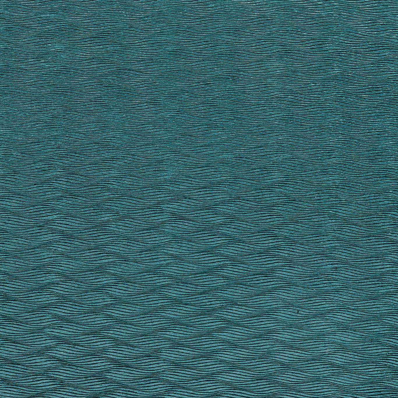 Close-up of cool teal velvet with tightly rippling horizontal wave texture