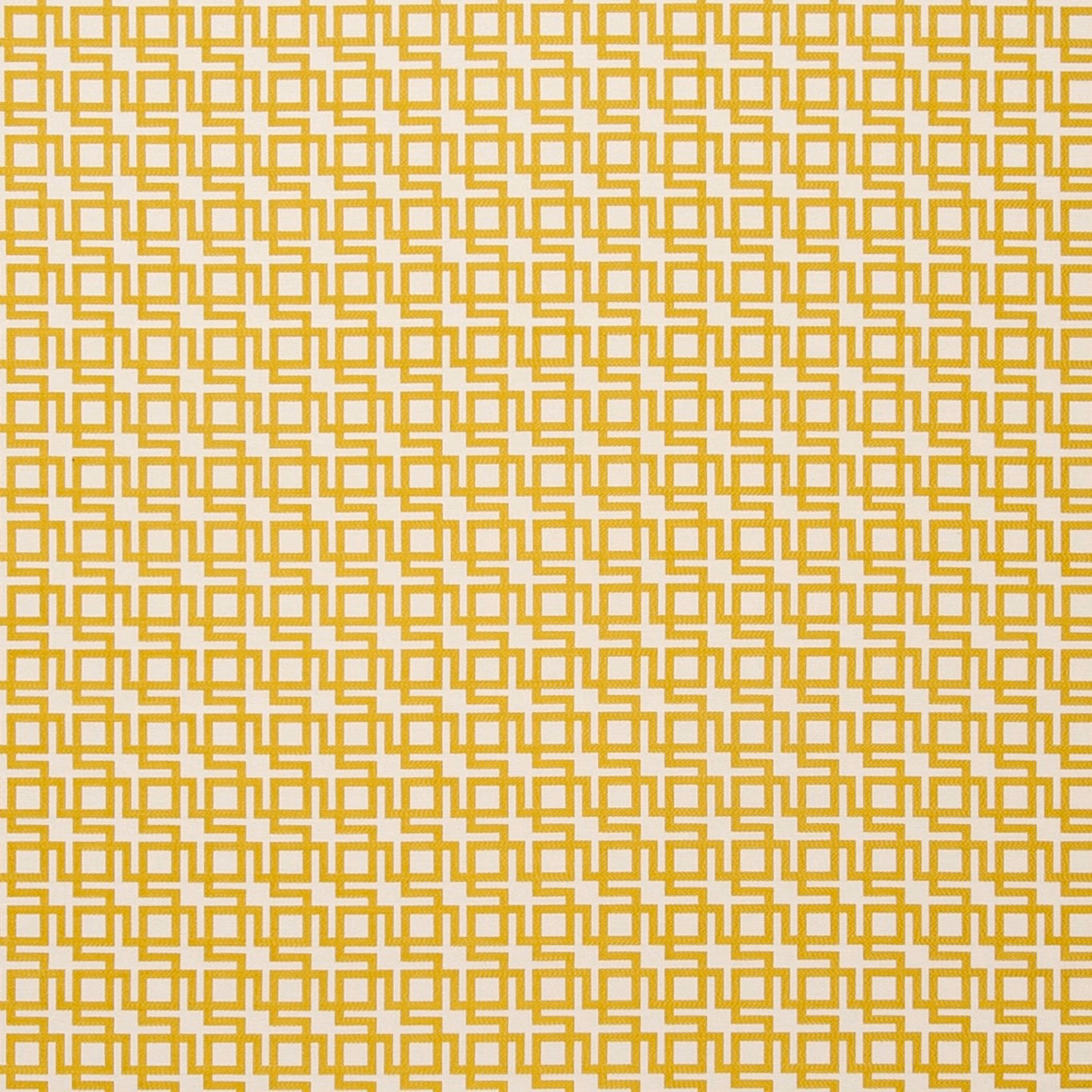Chartreuse and ivory fabric with a small interlocking square lattice motif