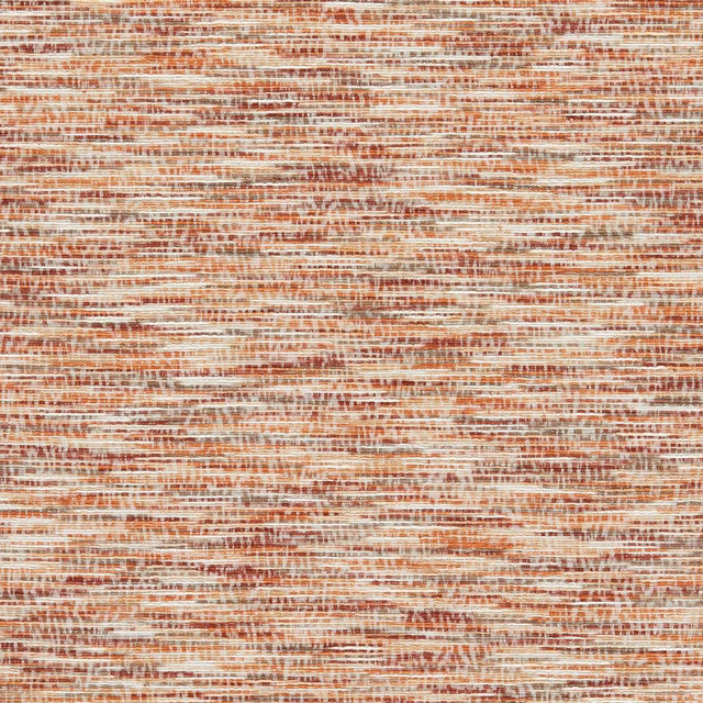 Warm copper and cream woven upholstery fabric with fine horizontal striations