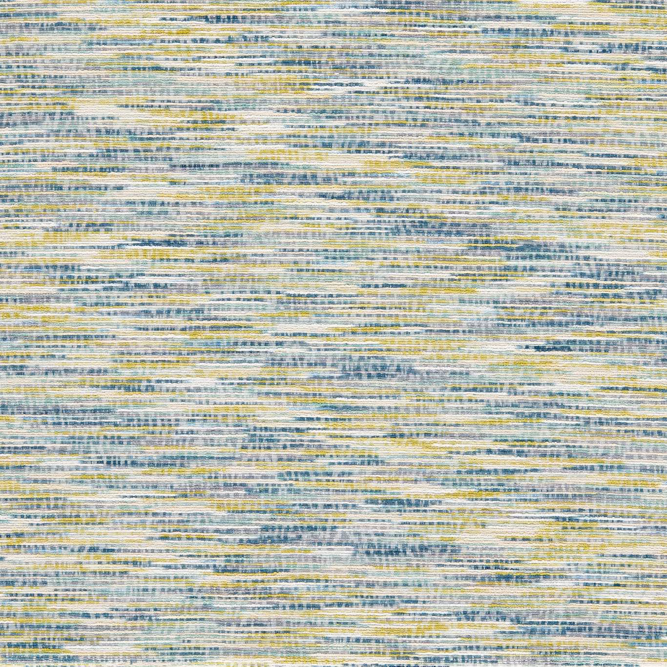 Peacock-blue, cream and olive horizontal slub weave with softly broken striations