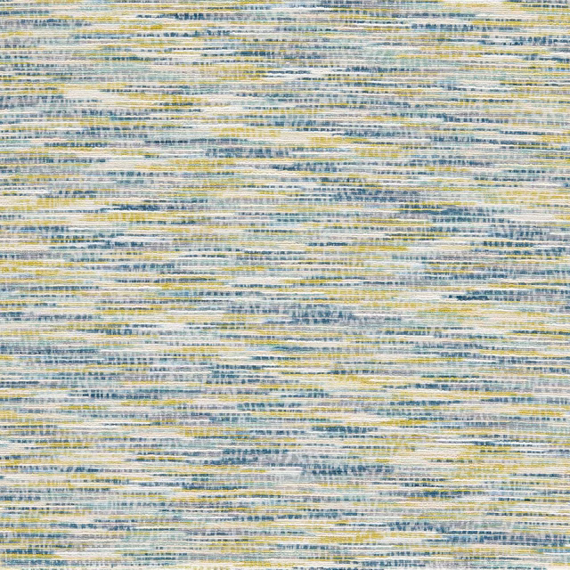Peacock-blue, cream and olive horizontal slub weave with softly broken striations