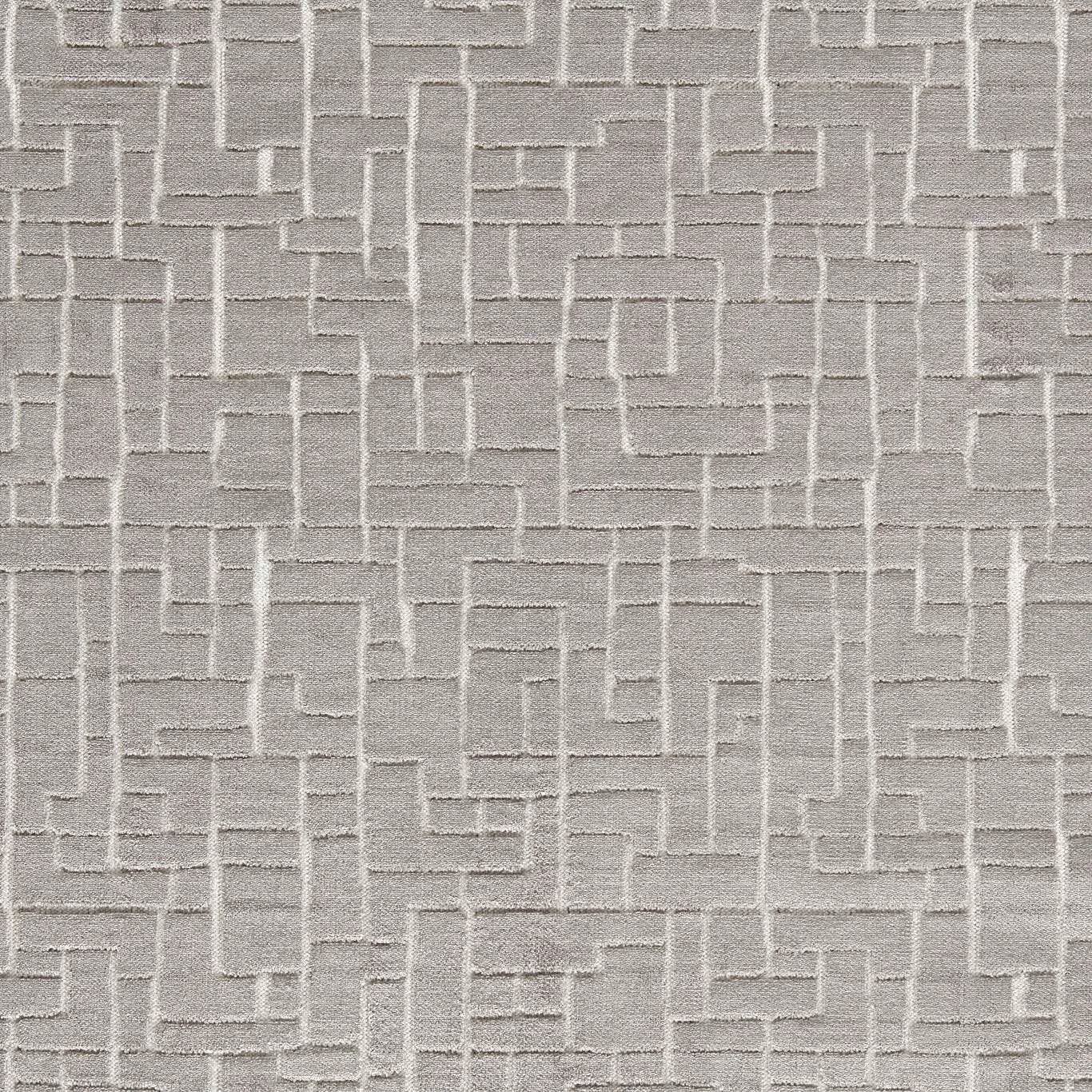 Cool slate-grey woven fabric with raised interlocking rectangular lines and soft texture