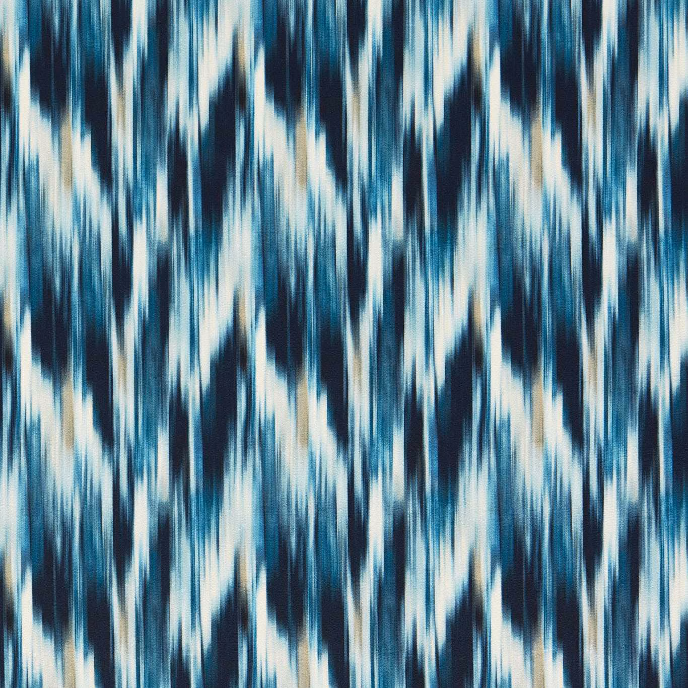 Cool denim-blue textile with icy cream and navy vertical blurred streaks