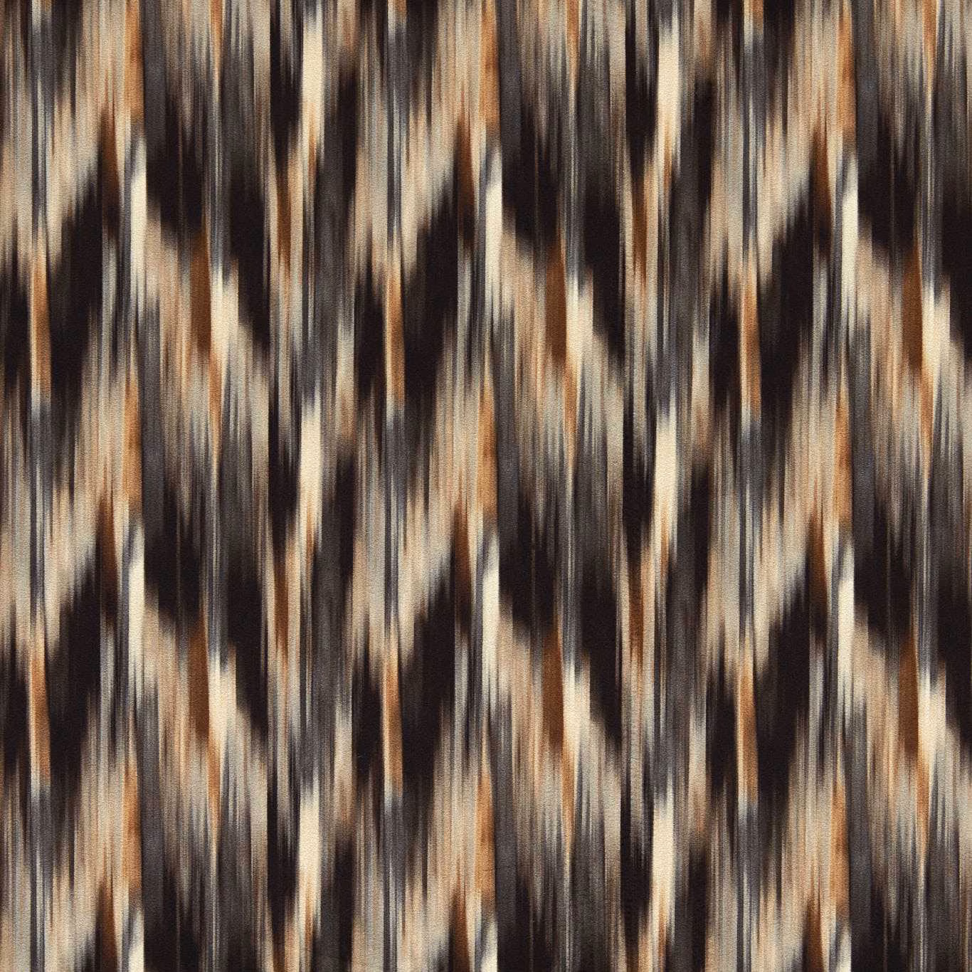 Charcoal and black woven textile with oat, beige and muted copper vertical streaks