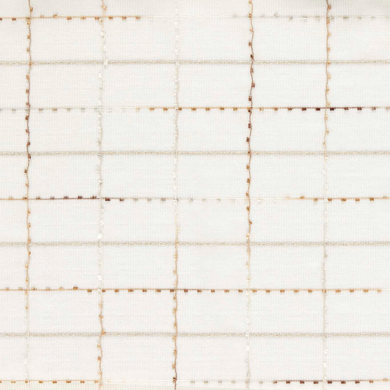 Natural ivory sheer with warm beige irregular windowpane grid and gauzy texture
