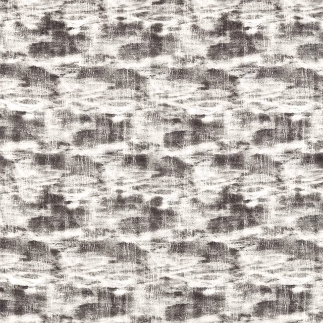 Cool charcoal and ivory abstract bands with fine vertical striations in a sheer textile