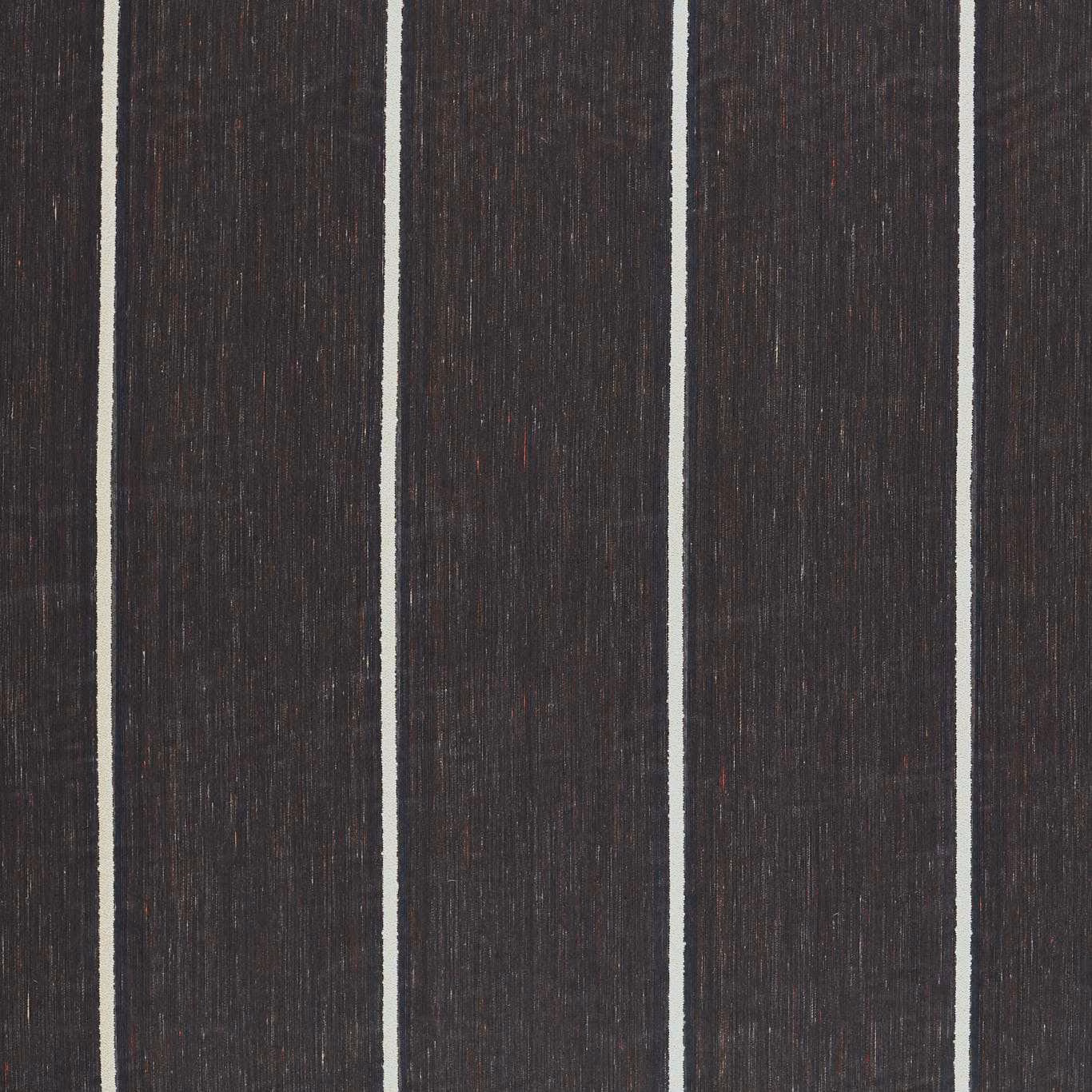Close-up of charcoal sheer with pale vertical stripes and subtle rust threads