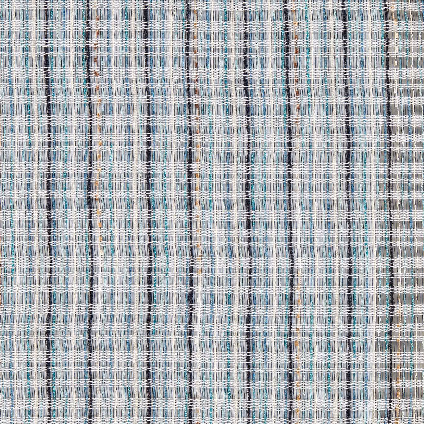 Cool denim-blue sheer weave with midnight threads and fine pale crosshatching