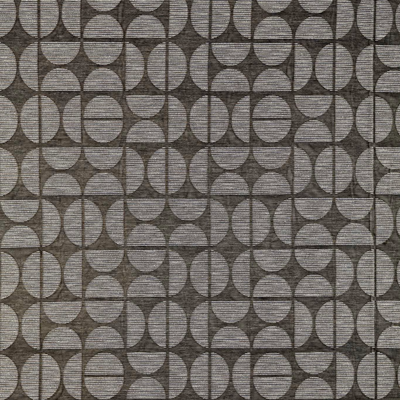 Charcoal grey geometric sheer with circles, semicircles and fine horizontal texture