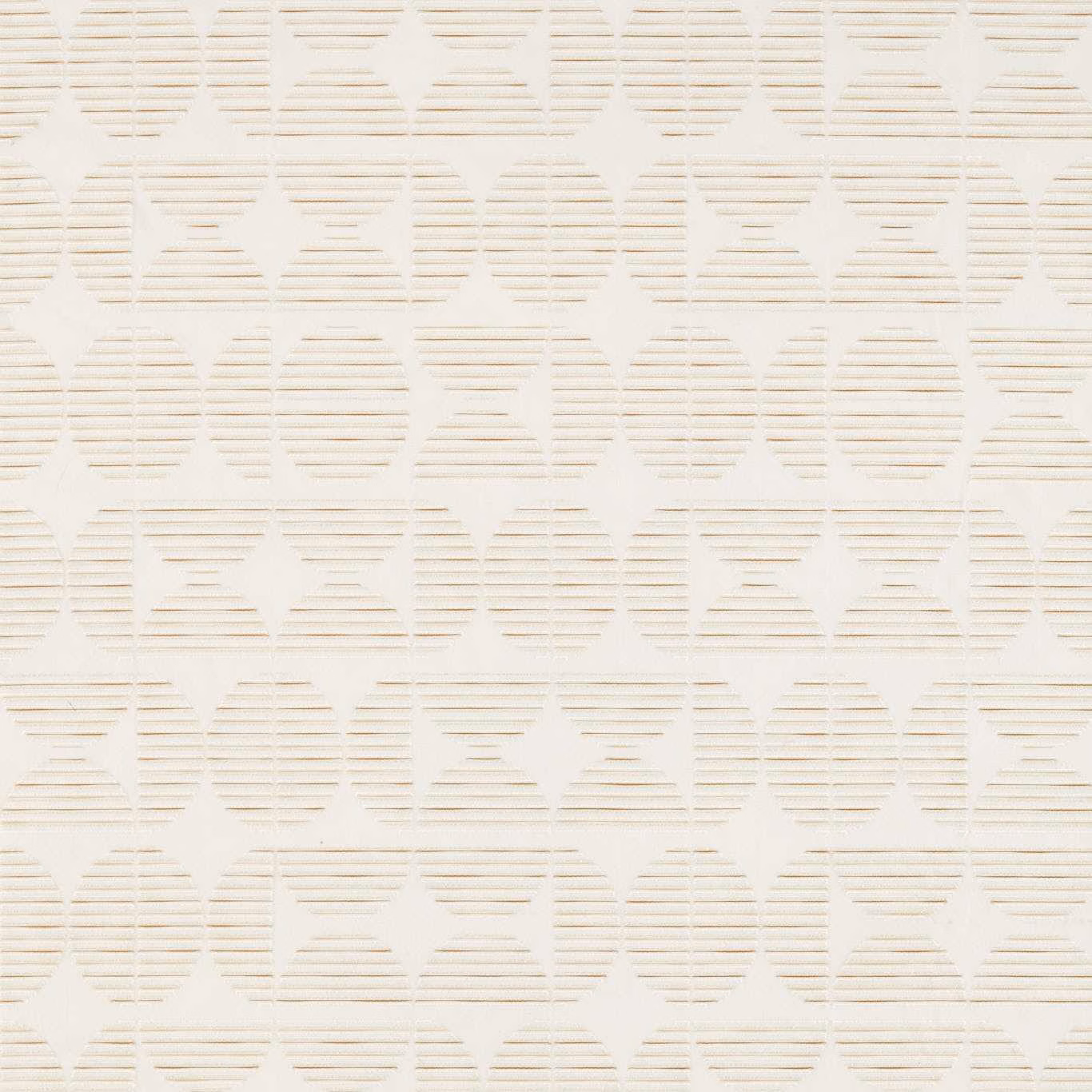 Warm ivory sheer with beige horizontal-line geometric motifs in rounded forms