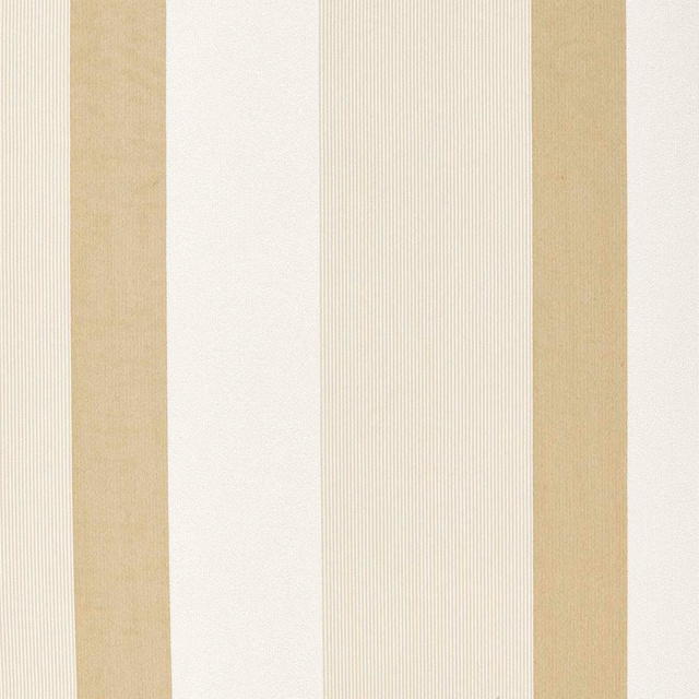 Nora Ochre sheer with broad ochre and ivory vertical stripes and fine pinstripes