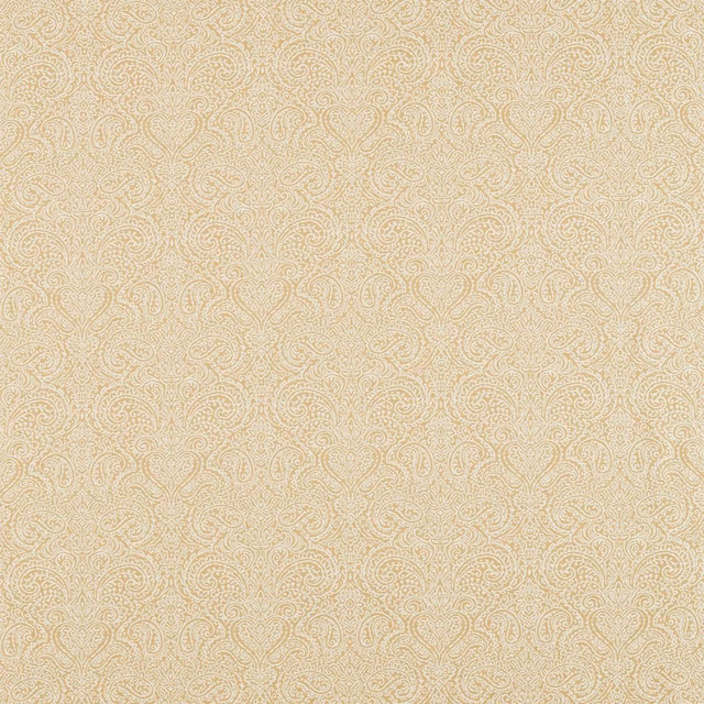 Antique-cream fabric with fine muted beige-gold all-over paisley scrolls