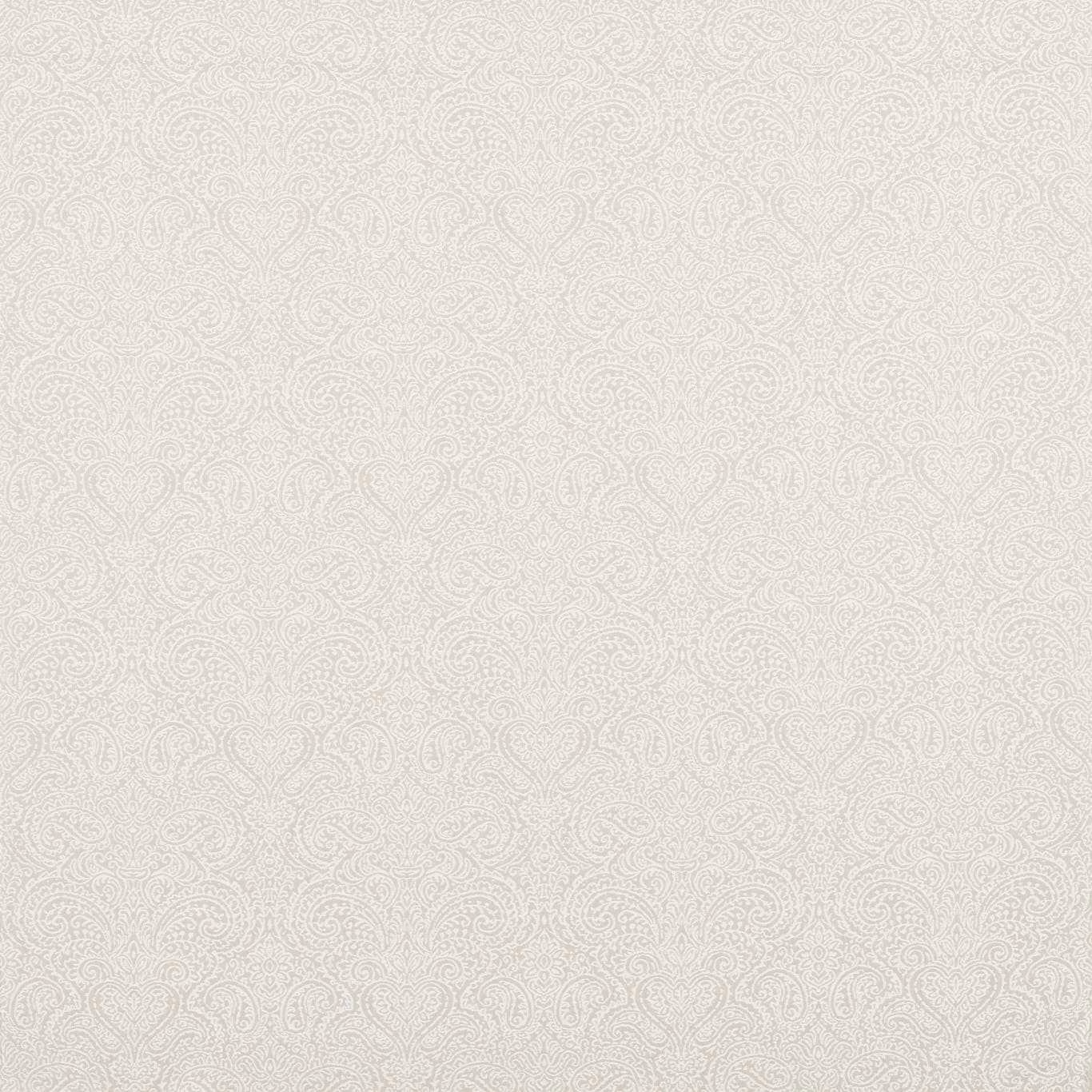 Pale ivory fabric with fine tonal paisley curls and subtle surface texture