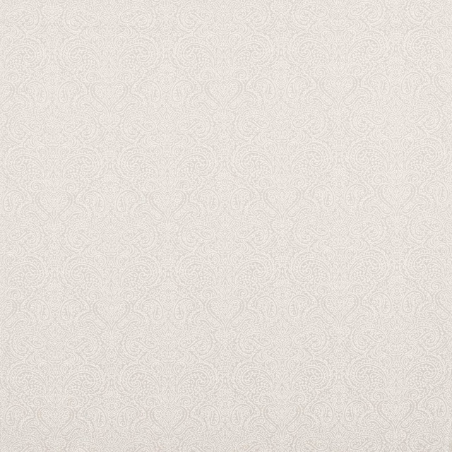 Pale ivory fabric with fine tonal paisley curls and subtle surface texture