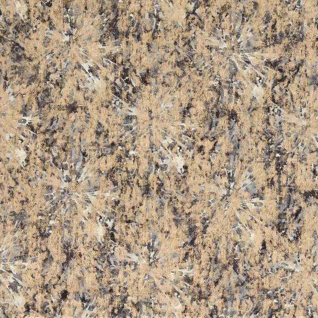 Warm beige textile with charcoal, ivory and grey painterly woven flecks