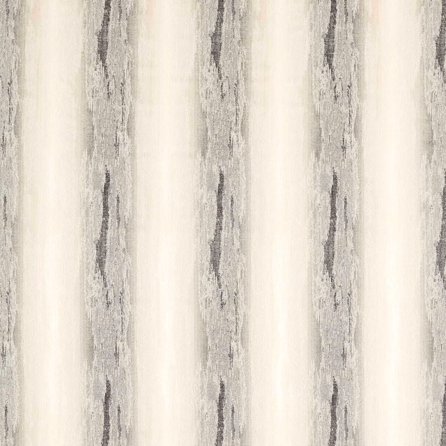 Warm ivory upholstery with charcoal-grey, weathered vertical striations and softly textured surface