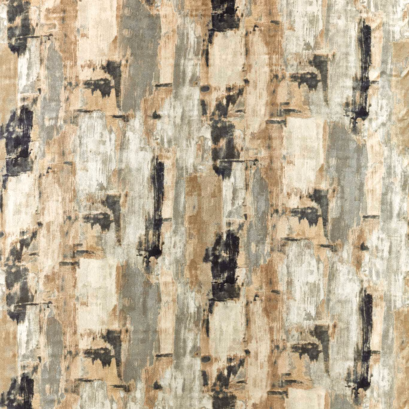 Abstract linen, taupe and charcoal brush-block pattern with distressed woven texture