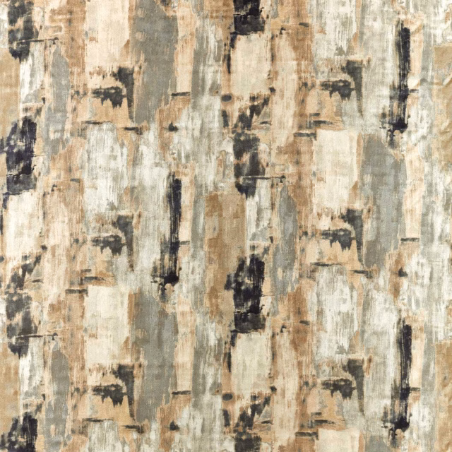 Abstract linen, taupe and charcoal brush-block pattern with distressed woven texture