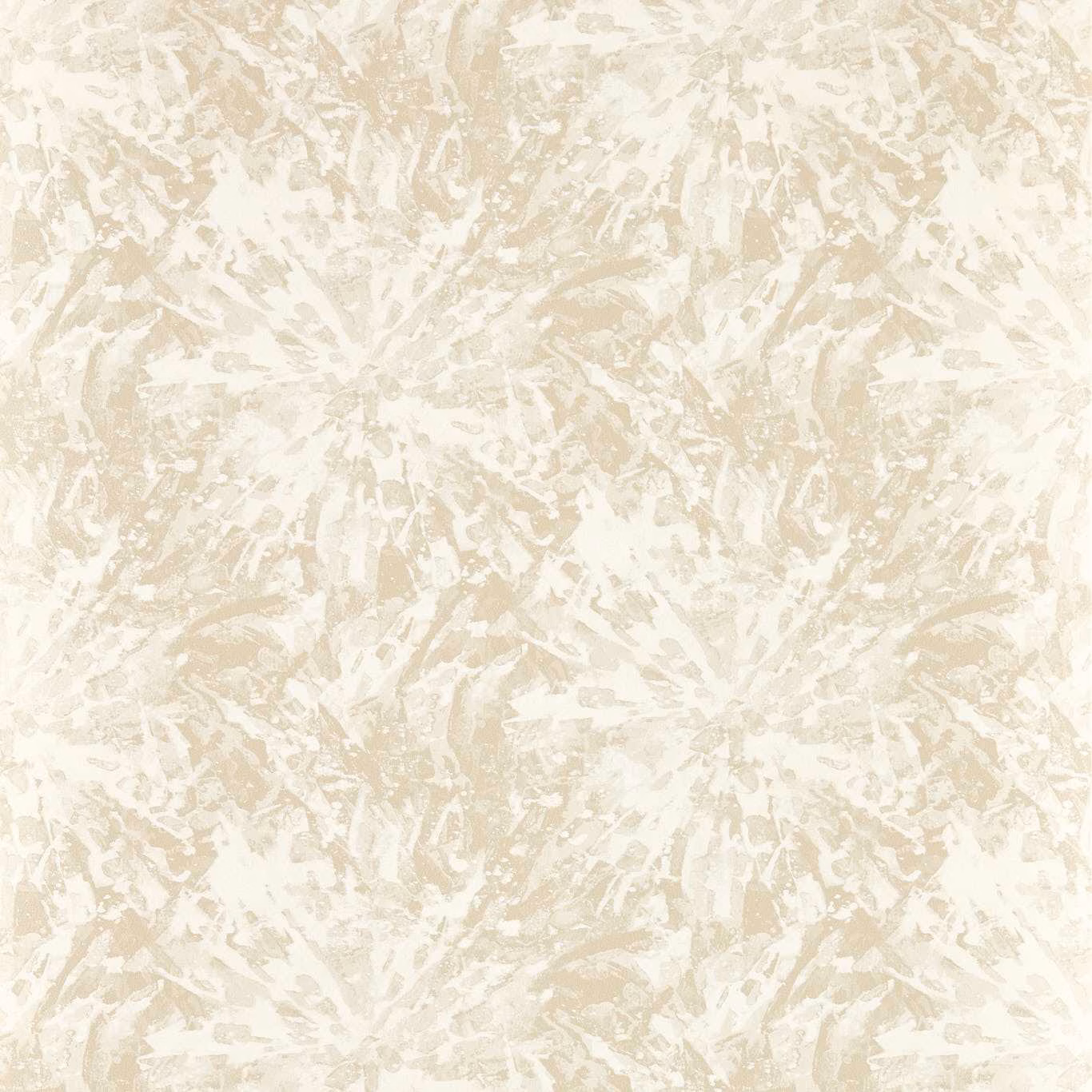 Pale ivory wallpaper with soft beige brush marks and leafy abstract forms
