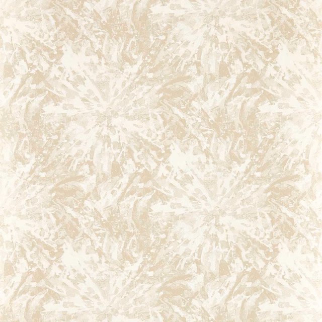 Pale ivory wallpaper with soft beige brush marks and leafy abstract forms