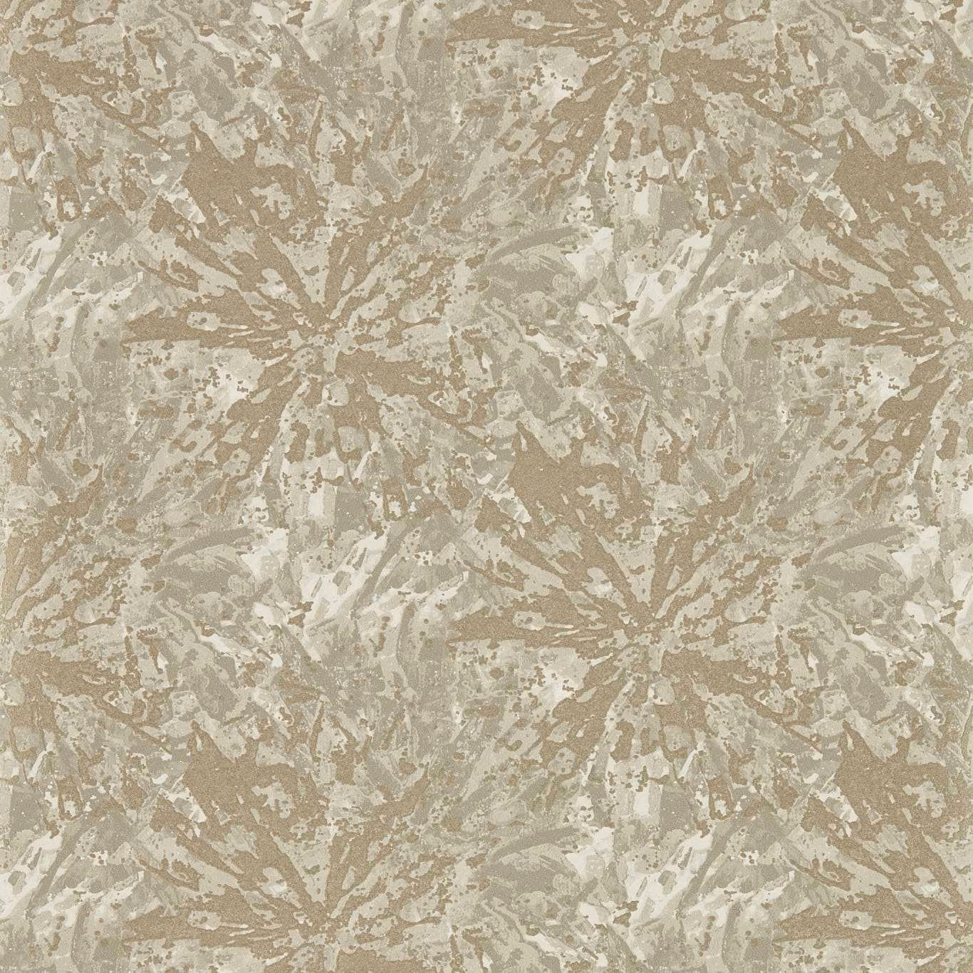 Mink taupe wallpaper with chalk abstract floral bursts and distressed painterly texture