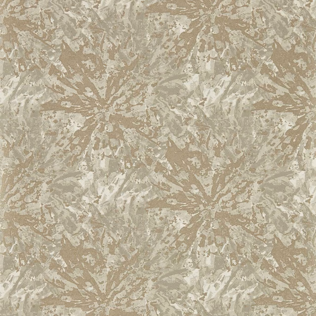 Mink taupe wallpaper with chalk abstract floral bursts and distressed painterly texture
