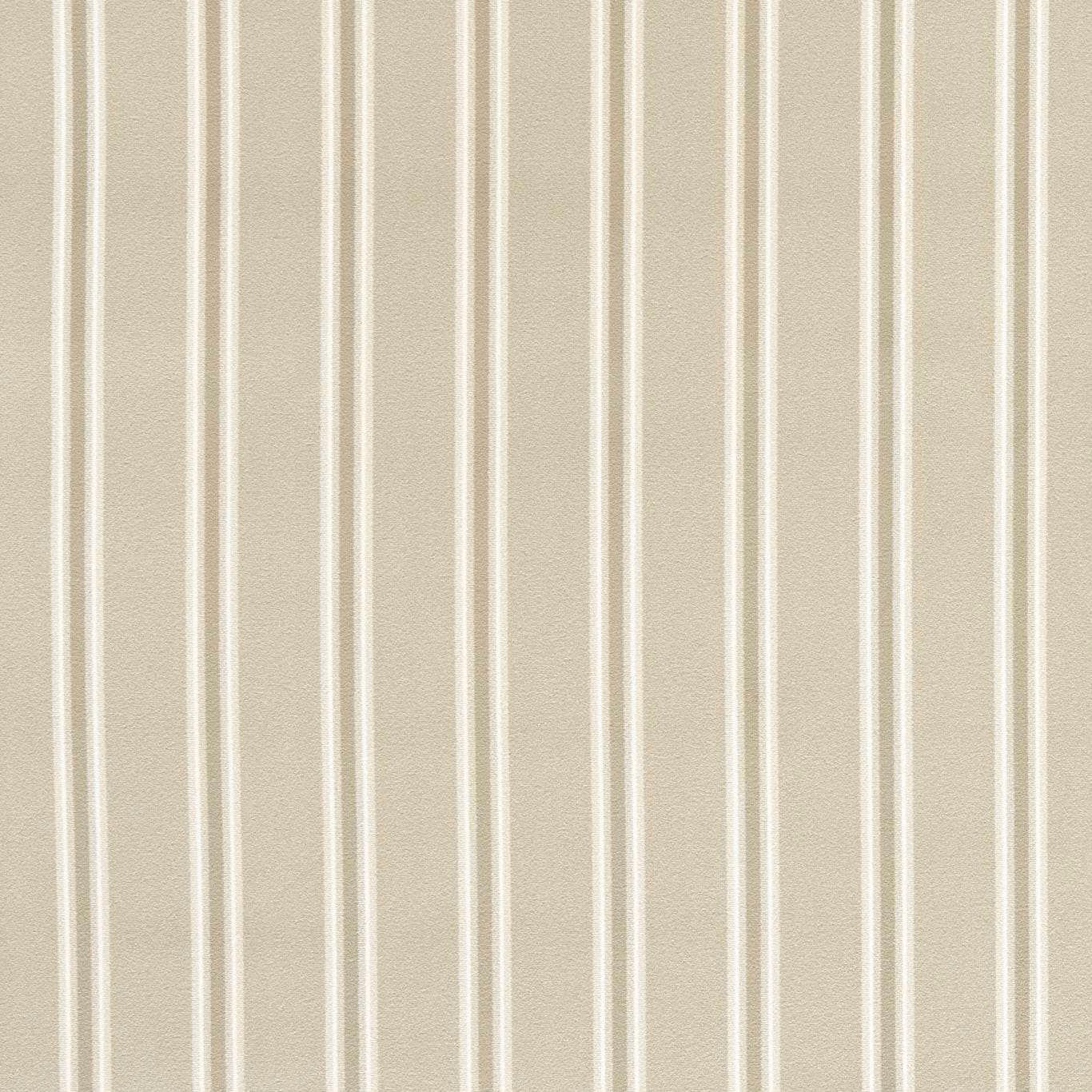 Warm antique cream woven fabric with fine vertical white stripes and subtle texture