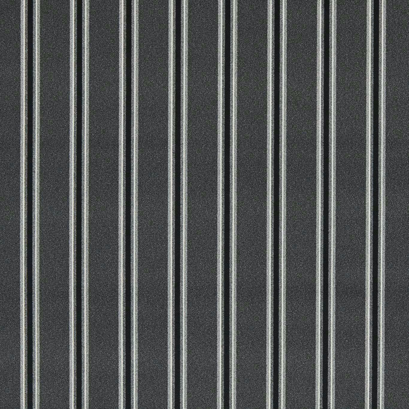 Dark ebony charcoal cloth with closely spaced pale grey vertical stripes and fine woven texture