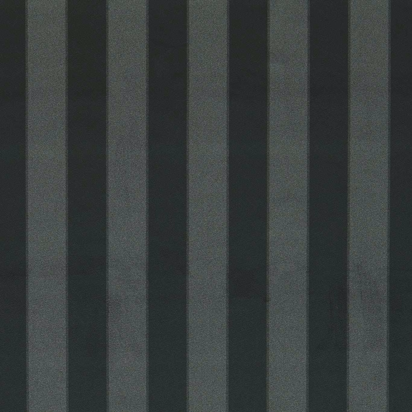 Ebony black and charcoal vertical stripes with a subtly grainy woven surface