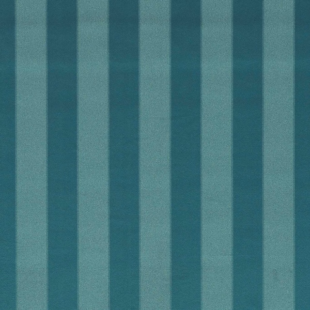 Close-up of Haldon Teal fabric with alternating deep teal and aqua vertical stripes