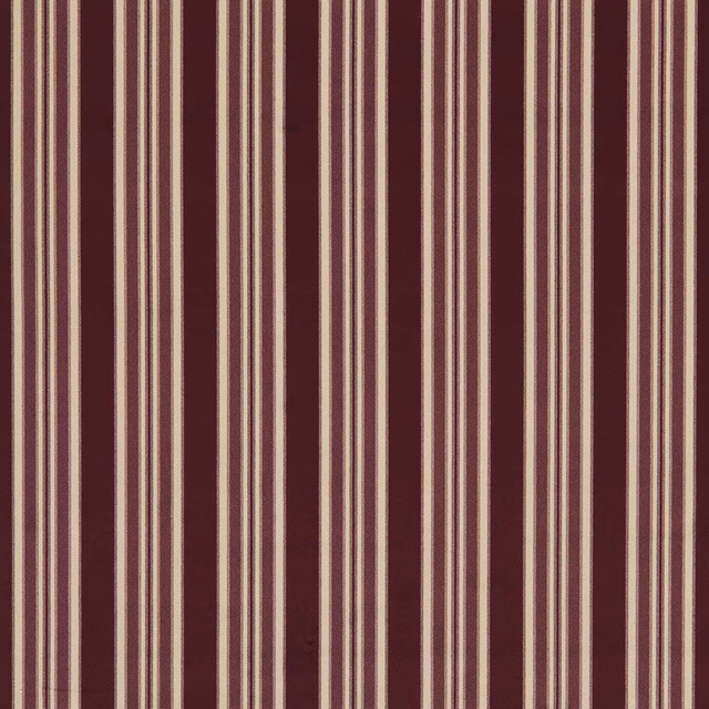 Deep mulberry woven stripe with narrow cream and taupe vertical lines