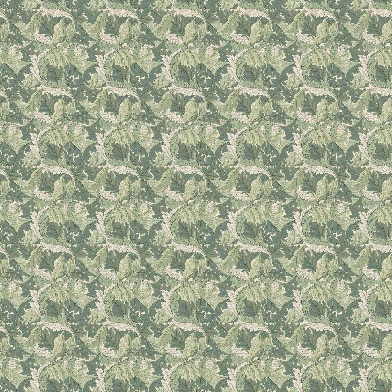 Muted sage and cream acanthus leaves with fine woven surface texture