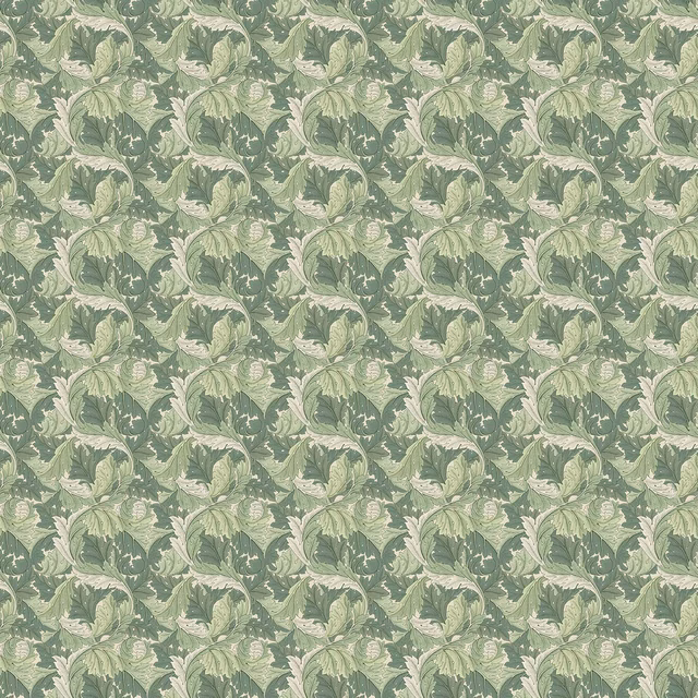 Muted sage and cream acanthus leaves with fine woven surface texture