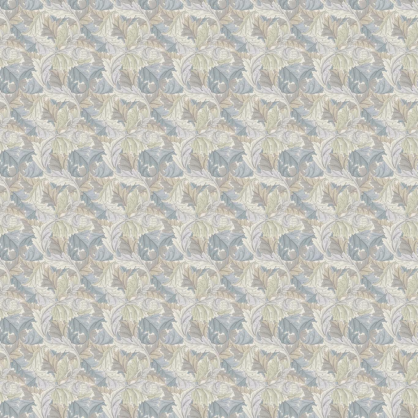 Muted slate and dove acanthus leaves with pale sage details on a light ground
