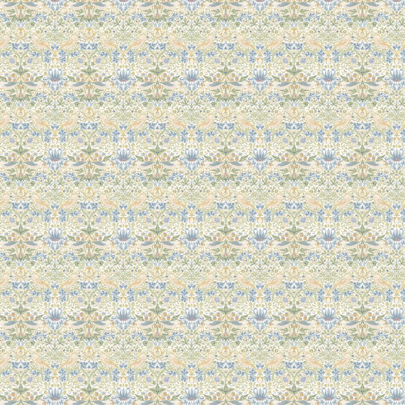 Pale cream Strawberry Thief floral pattern with apple green, blush pink and powder blue details