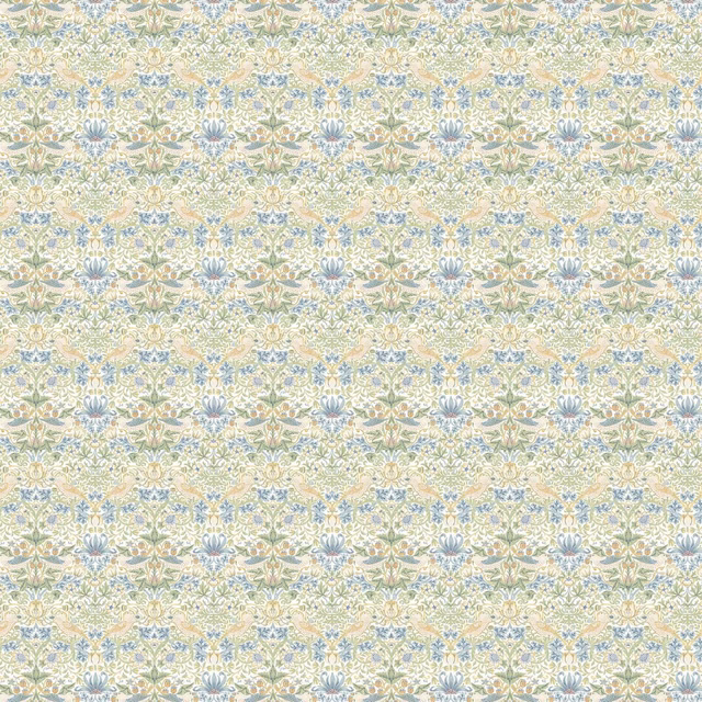 Pale cream Strawberry Thief floral pattern with apple green, blush pink and powder blue details