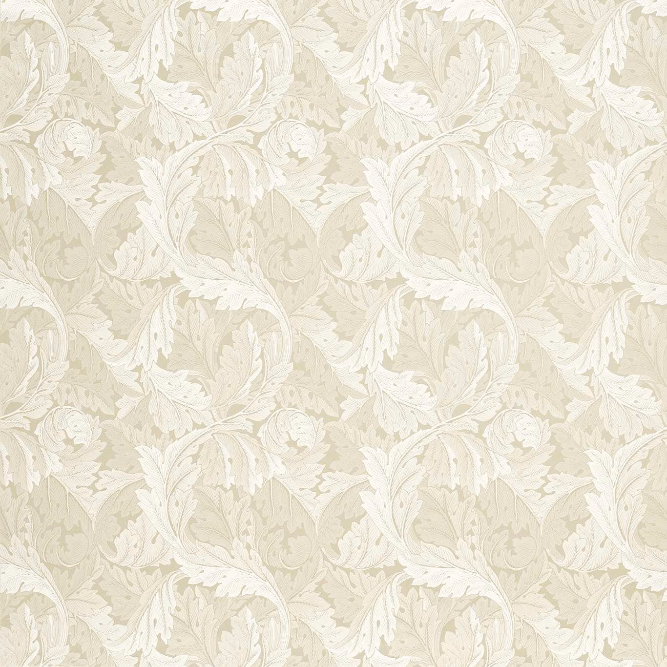 Cream and pale greige jacquard with curling acanthus leaves and floral motifs