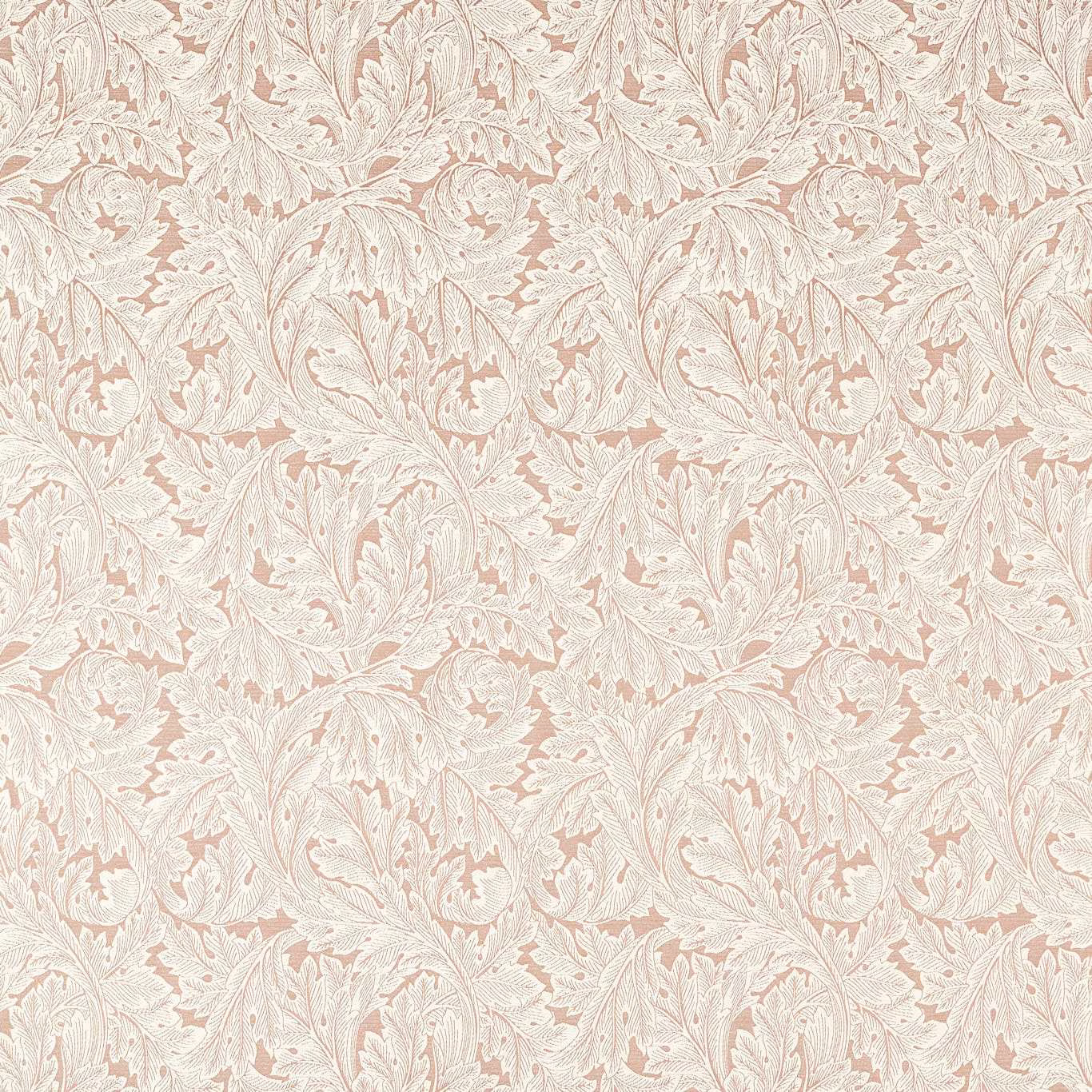 Pale blush and ivory woven fabric with scrolling acanthus leaves and flowers