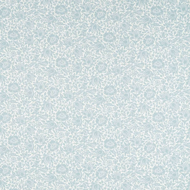 Pale mineral blue-grey floral and leafy weave with softly textured surface