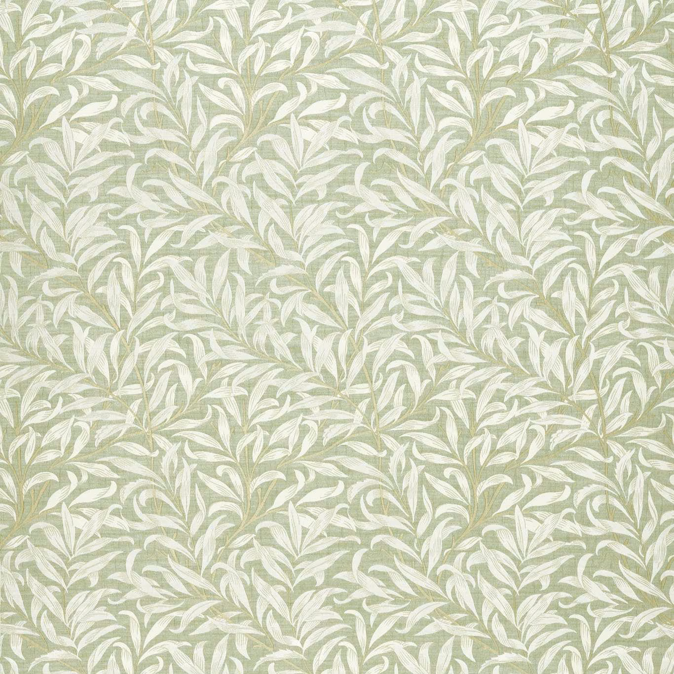 Pale sage jacquard with dense ivory curling boughs and soft woven texture