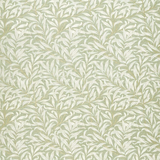 Pale sage jacquard with dense ivory curling boughs and soft woven texture