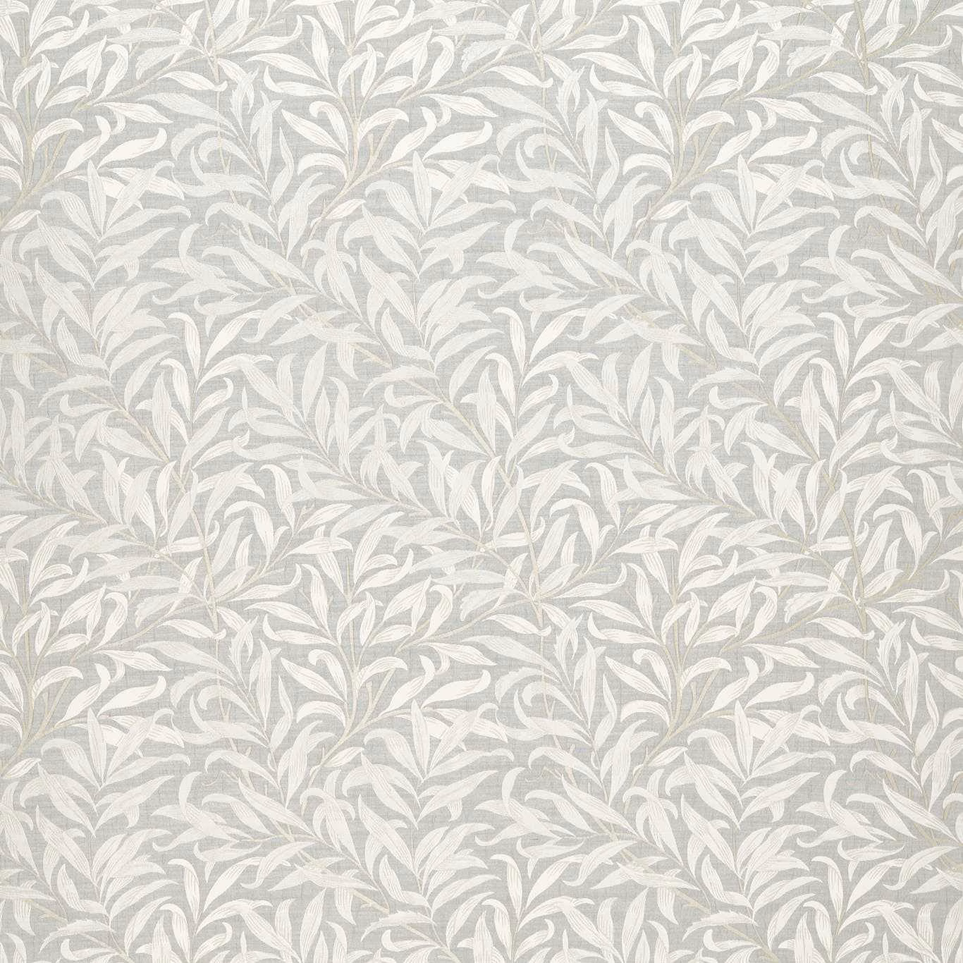 Cool slate-grey jacquard with ivory curling willow leaves and softly woven texture