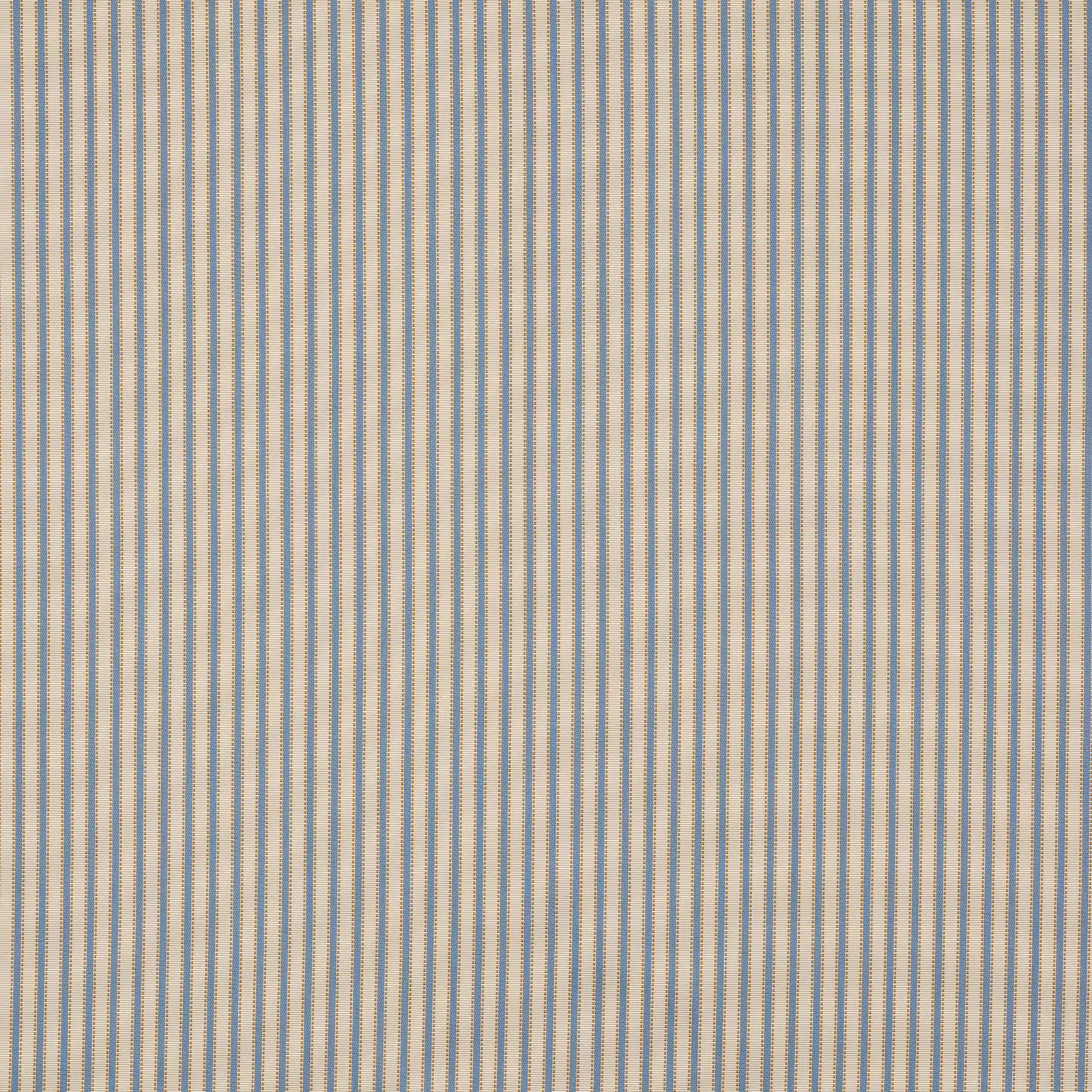Fine vertical azur blue stripes on a soft cream woven fabric swatch