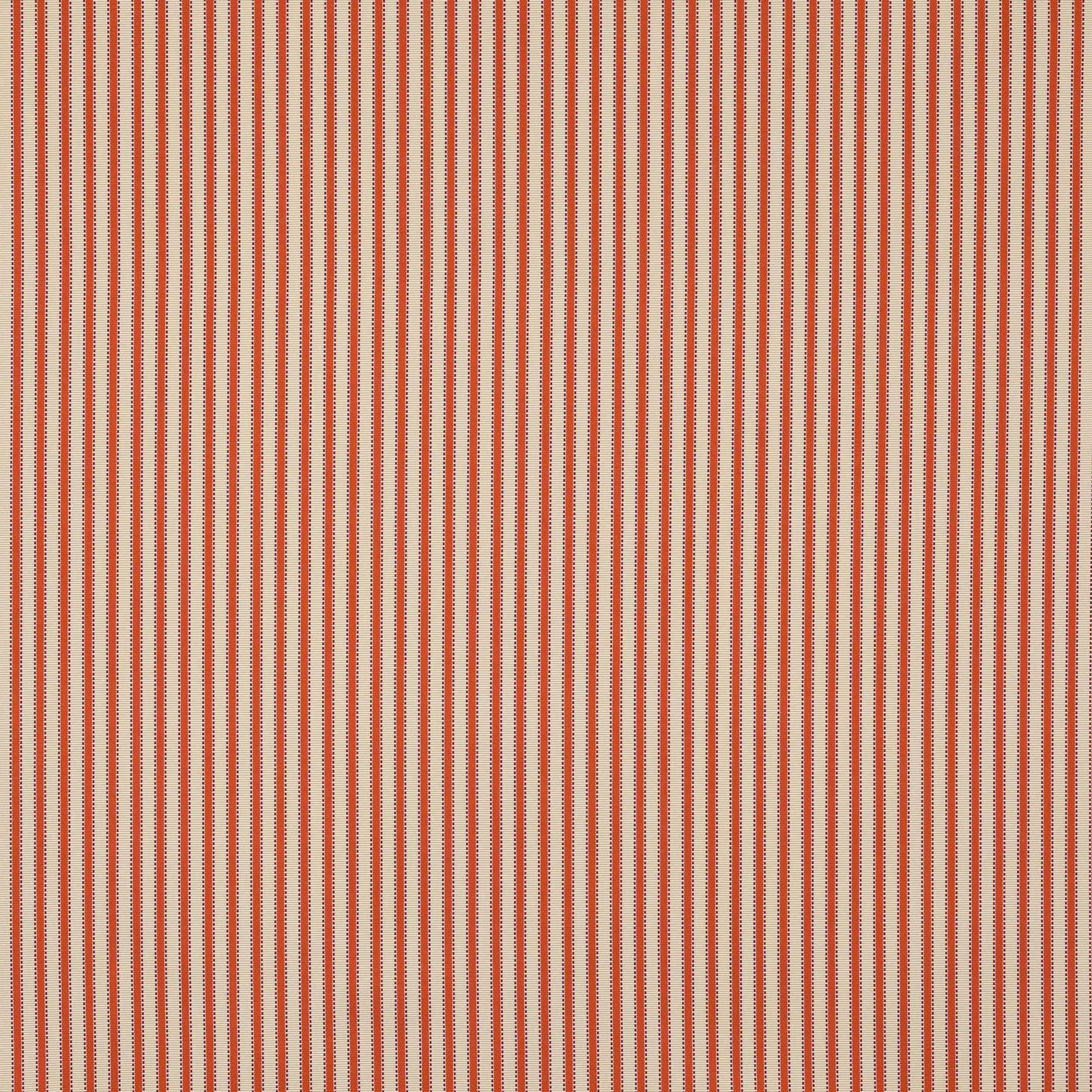 Vertical narrow orange and cream striped fabric with fine woven texture