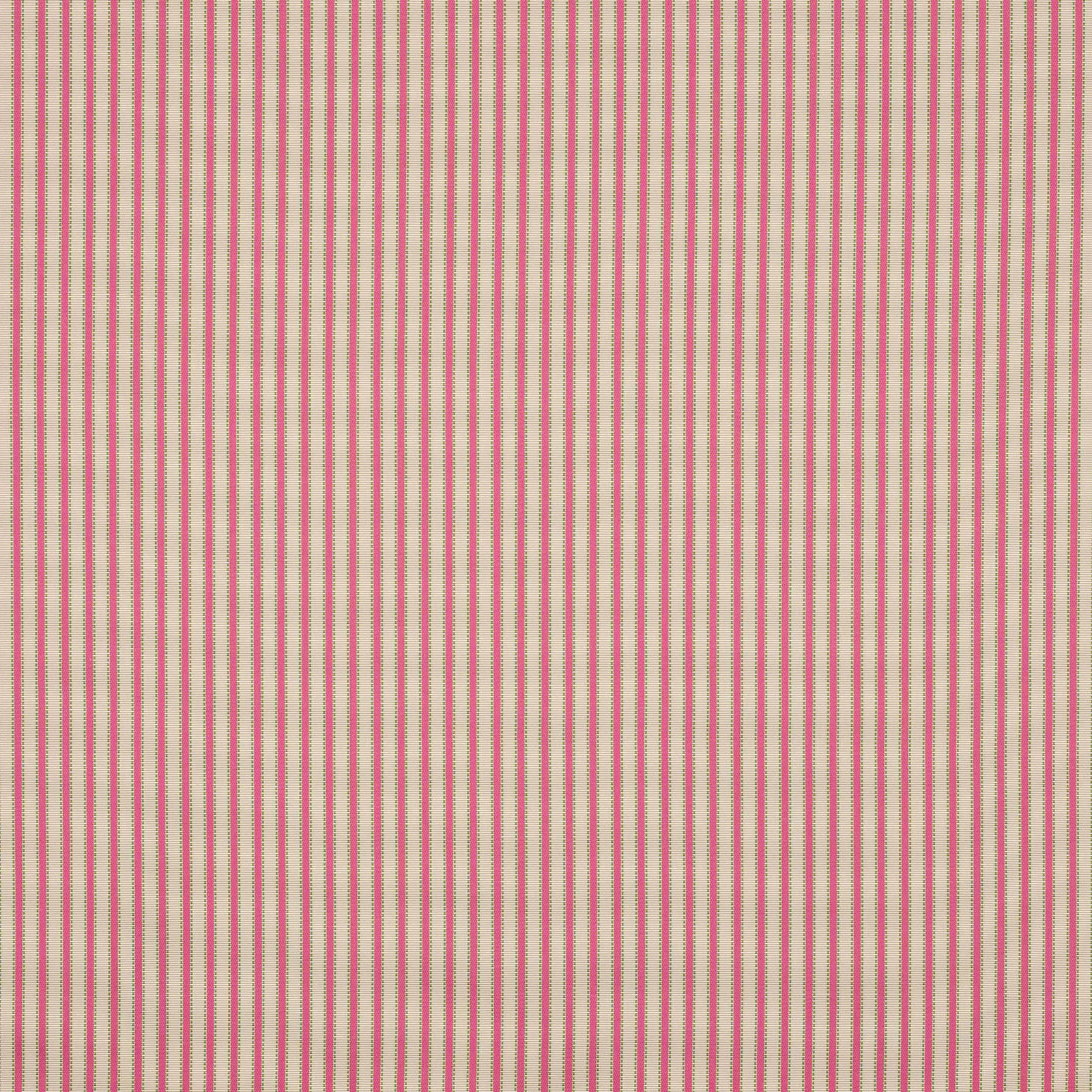 Cream fabric with fine vertical fuchsia pinstripes and a small woven texture